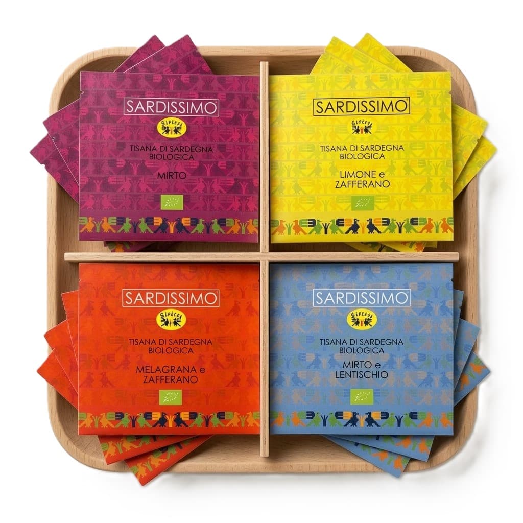 SET TISANE BIOLOGICHE DI SARDEGNA CONFEZIONE IN FILTRI PRONTAI ALL'USO SARDISSIMO